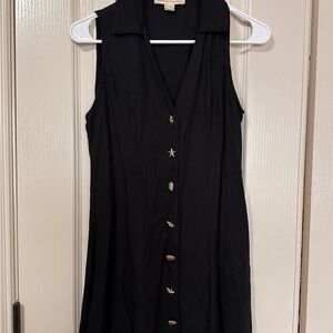 Monteau Black Mini Dress with Gold Buttons